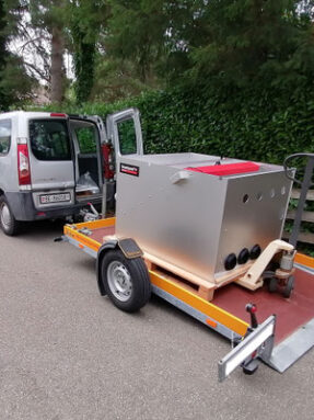 Smartpondiflter, beim Kunden abgeladen und bereit für die weitere Montage.